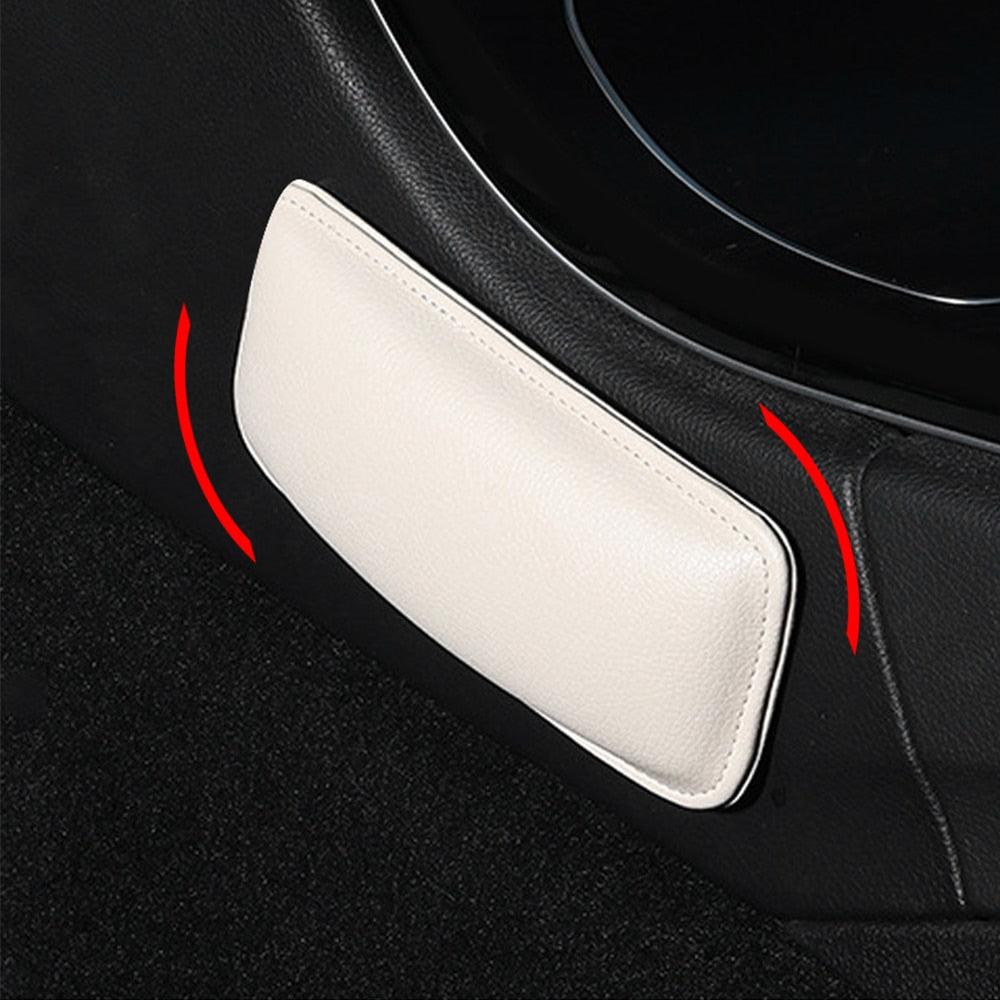 Leather Knee Pad for Car Interior Pillow Comfortable Elastic Cushion Memory Foam Leg Pad Thigh Support Leather Auto Center Console Knee Cushion Soft Pad, Car Foot Care Knee Leggings Cover Thigh Support Comfort Elastic Pillow Car Interior Car Accessories